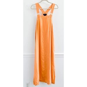 Vintage Boston Proper Linen Orange Overall Midi Dress